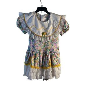 Casa Bonita dolly‎ dress girls size 6 lace yellow flowers